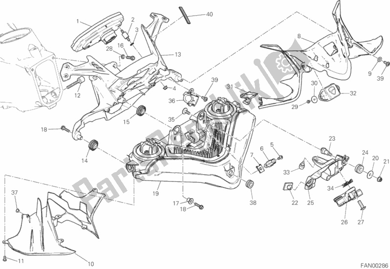 Todas las partes para Fanale Anteriore E Cruscotto de Ducati Superbike 1299S ABS 2015
